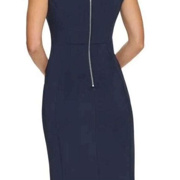 Calvin Klein Navy Blue and Crystal Embellished Short Sleeve Dress NWT SZ 12 - Picture 5 of 10